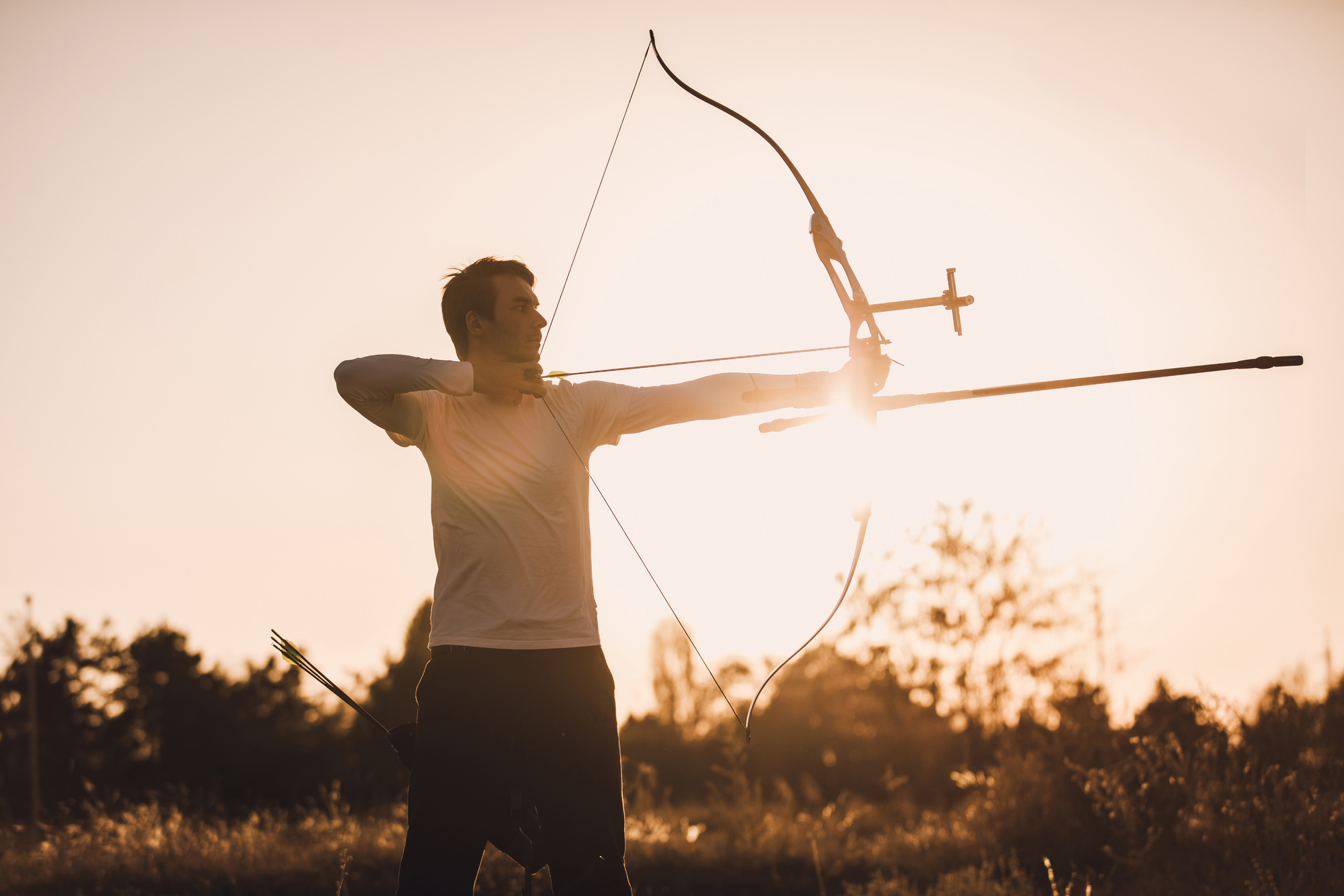 Athlete practicing archery